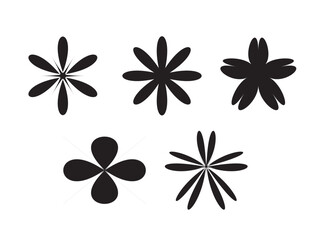 Flower icon set isolated on white background. Sparkles Stars icon. Vector illustration