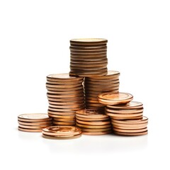 Set of gold coins in different positions. ai generated