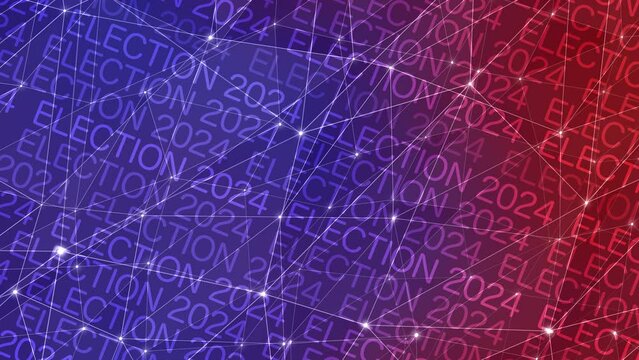 2024 election typography design with connected lines symbolizing political choice and voting concept