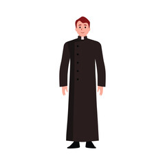 Catholic priest, cartoon style vector illustration isolated on white