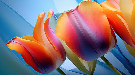 Abstract tulip theme, with shapes and colors, a visually stunning and modern representations Ai Generative