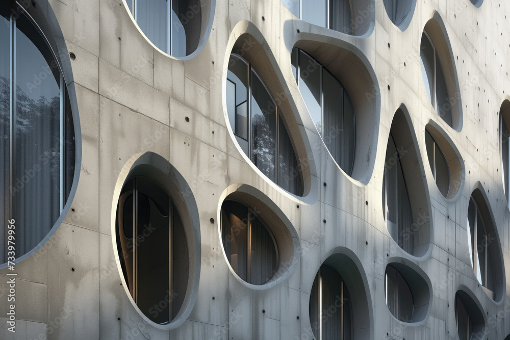 Poster parametric facade of a modern building inspired by art nouveau architecture. background image. creat