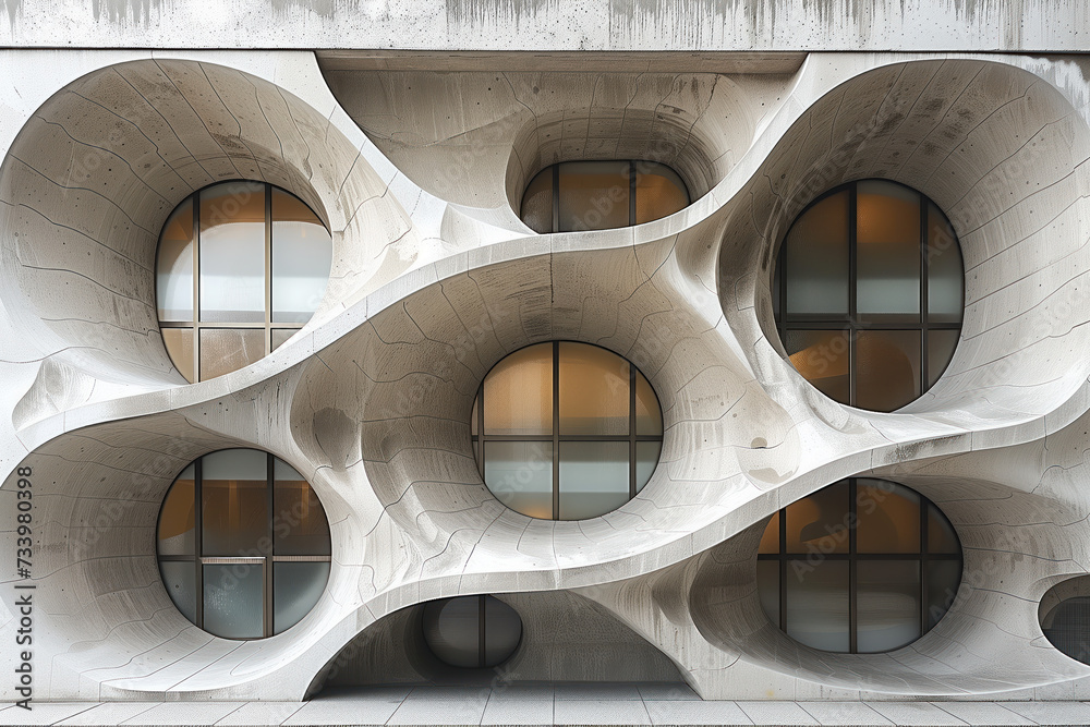 Poster parametric facade of a modern building inspired by art nouveau architecture. background image. creat
