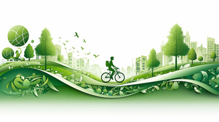 illustration of green energy and natural resources for ecology concept - obrazy, fototapety, plakaty