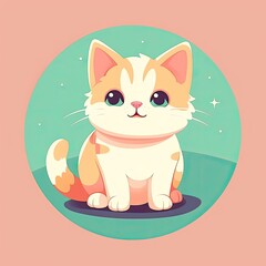 Flat Illustration of Cute Cat