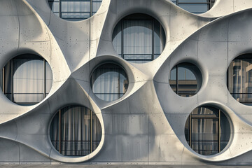 Parametric facade of a modern building inspired by art nouveau architecture. Background image. Created with Generative AI technology