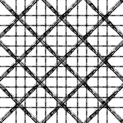 Naklejka premium Vector hand drawn grunge checkered pattern. Doodle Plaid geometrical simple texture. Crossing lines. Abstract cute delicate pattern ideal for fabric, textile, wallpaper