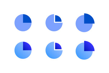Pie chart icon set. Pie diagrams. Flat style. Vector icons