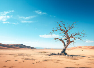 Dry tree twigs or Dead tree. Minimal background for summer concept