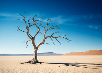Dry tree twigs or Dead tree. Minimal background for summer concept