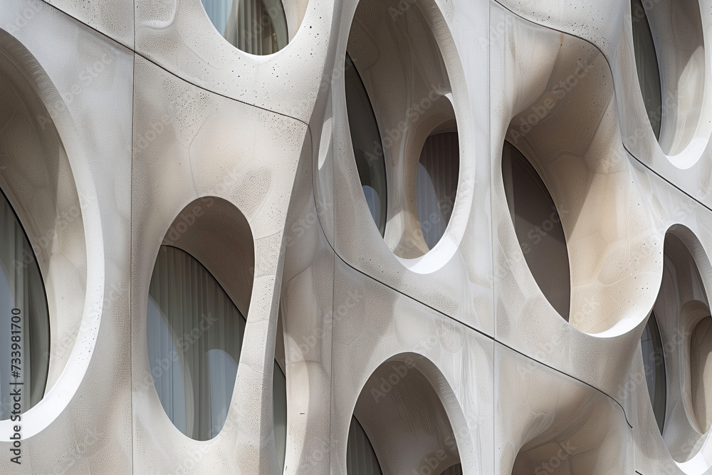 Poster parametric facade of a modern building inspired by art nouveau architecture. background image. creat