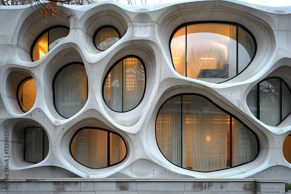 Poster parametric facade of a modern building inspired by new gothic architecture. background image. create
