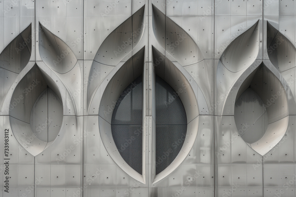 Poster parametric facade of a modern building inspired by new gothic architecture. background image. create