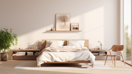  close up minimalist bed room