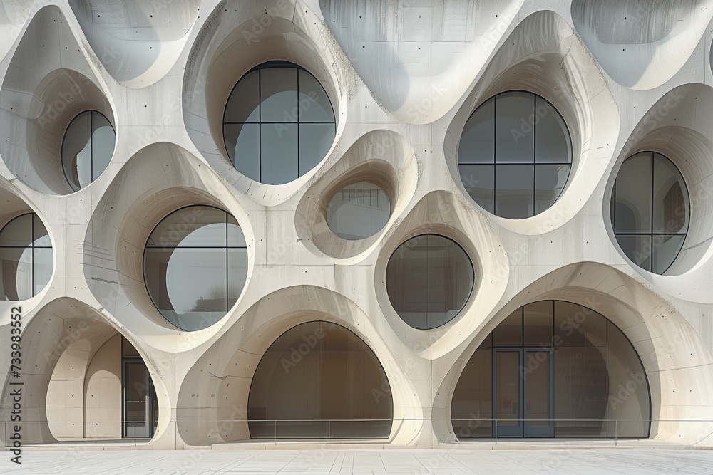 Poster parametric facade of a modern building inspired by new gothic architecture. background image. create