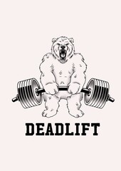 Black and white drawing, bear, deadlift, png transparent background, flash tattoo art