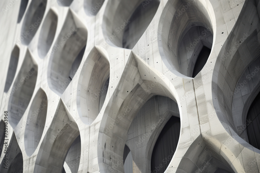 Poster parametric facade of a modern building inspired by new gothic architecture. background image. create