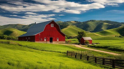 Obraz premium country red barn a