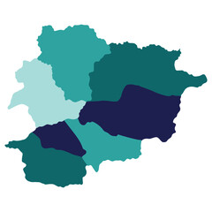 Obraz premium Andorra map. Map of Andorra in administrative provinces in multicolor