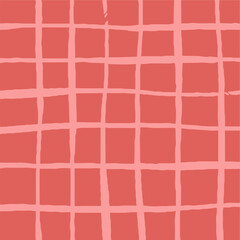 Vector hand drawn cute checkered pattern. Plaid geometrical simple texture. Crossing lines. Abstract cute delicate pattern ideal for fabric, textile, wallpaper