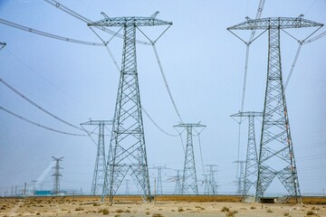 Jiuquan City, Gansu Province - High voltage wires and power towers