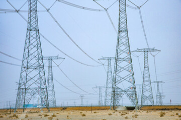 Jiuquan City, Gansu Province - High voltage wires and power towers