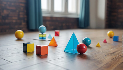 Different sized and different colored geometric shapes for learning geometry and for children to touch and feel different shapes