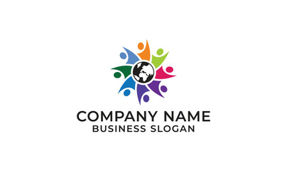 Community global modern business logo icon