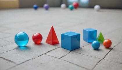 Different sized and different colored geometric shapes for learning geometry and for children to touch and feel different shapes