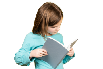 Little girl reading a book