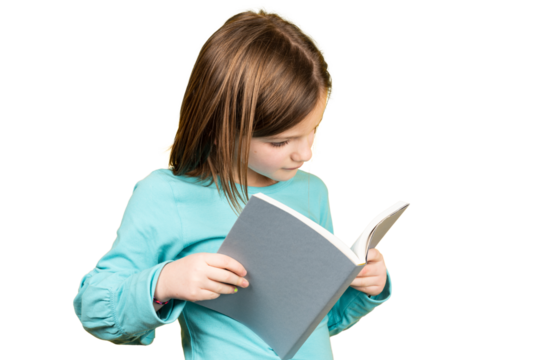 Little girl reading a book