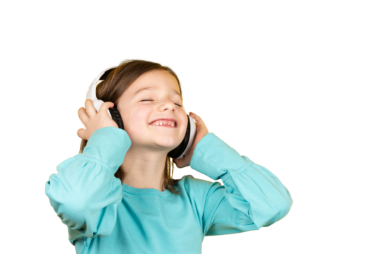 Positive child listening to music