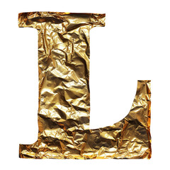 L in the style of Gold shiny and luxurious, PNG image, transparent background.