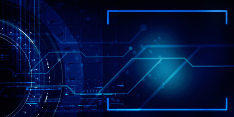 2d illustration Abstract futuristic electronic circuit technology background