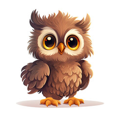isolated cartoon owl on a white background, cute illustration