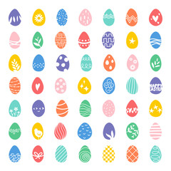 Easter egg set, hand drawn Easter egg, colorful vector icon