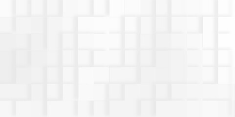Paper square white Background with modern seamless lines, Abstract seamless and modern random shifted white scaled cube boxes block, Embossed paper square white geometric pattern of 3d blocks pattern.