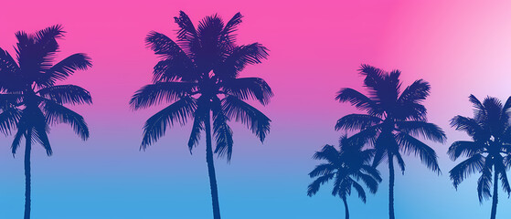 Fototapeta na wymiar Palm leaf neon pink blue and purple, Background with tinted pink and blue palm leaves. Tropical leaves background. Colorful bright foliage Palm leaf wallpaper