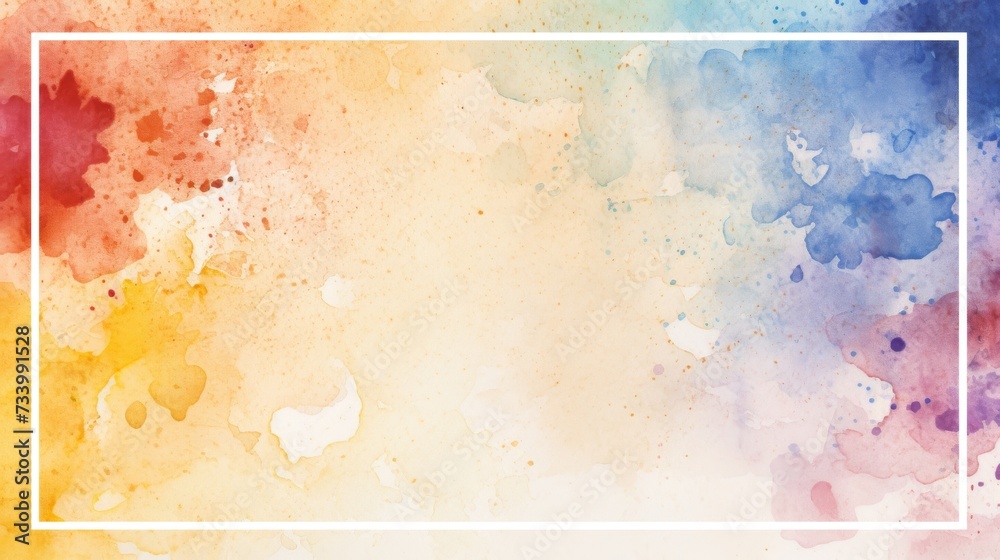 Poster abstract colorful rainbow color painting illustration texture - frame made of watercolor splashes, i