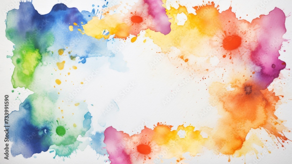 Poster abstract colorful rainbow color painting illustration texture - frame made of watercolor splashes, i