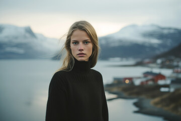Fototapeta premium Scene from an intense drama. Depicting very tense emotions, suspenseful situation and has the feeling of a murder mystery set in a Nordic country.