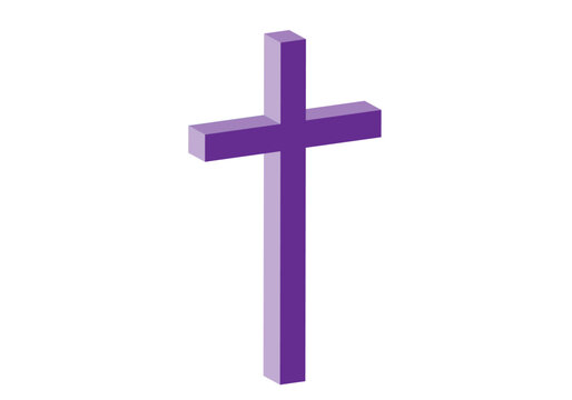 Icono de la Cruz Latina en morado en 3D.