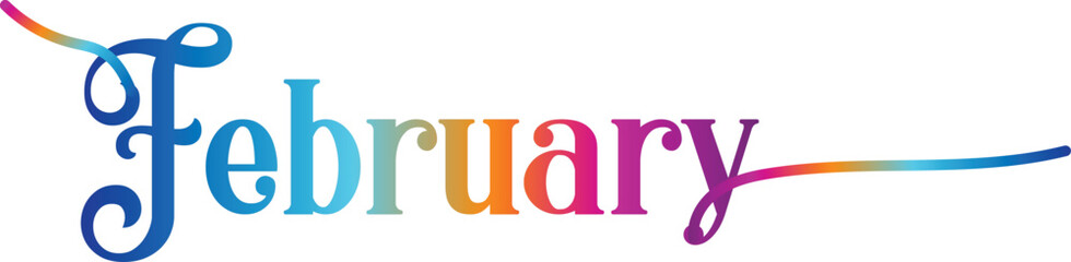 FEBRUARY. vector February Month with flowers, hearts and leaves. February decoration. February month illustration