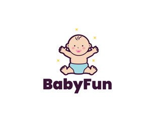 Cute Baby With Sparkle Business Logo Design Template