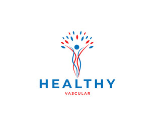 Red Blue Vein Vascular Health Business logo Design Template - obrazy, fototapety, plakaty