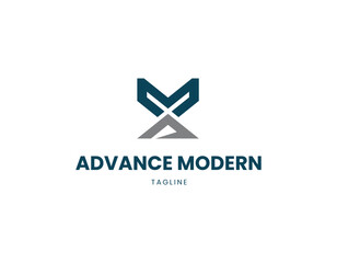 Simple Initial Letter Type MA Logo Design Template