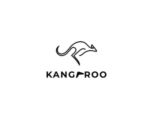 Simple Lineart Kangaroo Logo Design Template