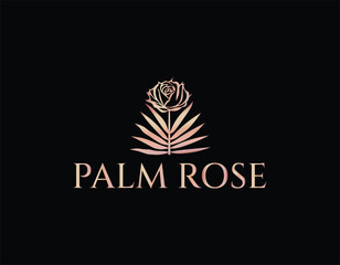 Simple Palm and Rose Business Logo Design Template