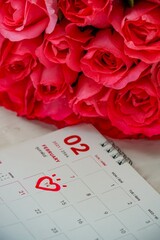 red rose and calendar, 14 february