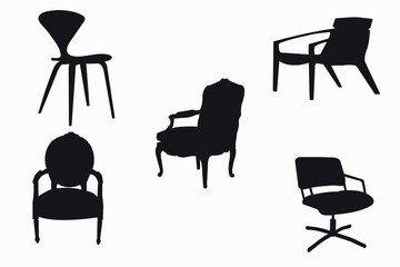 chair silhouettes vector Set